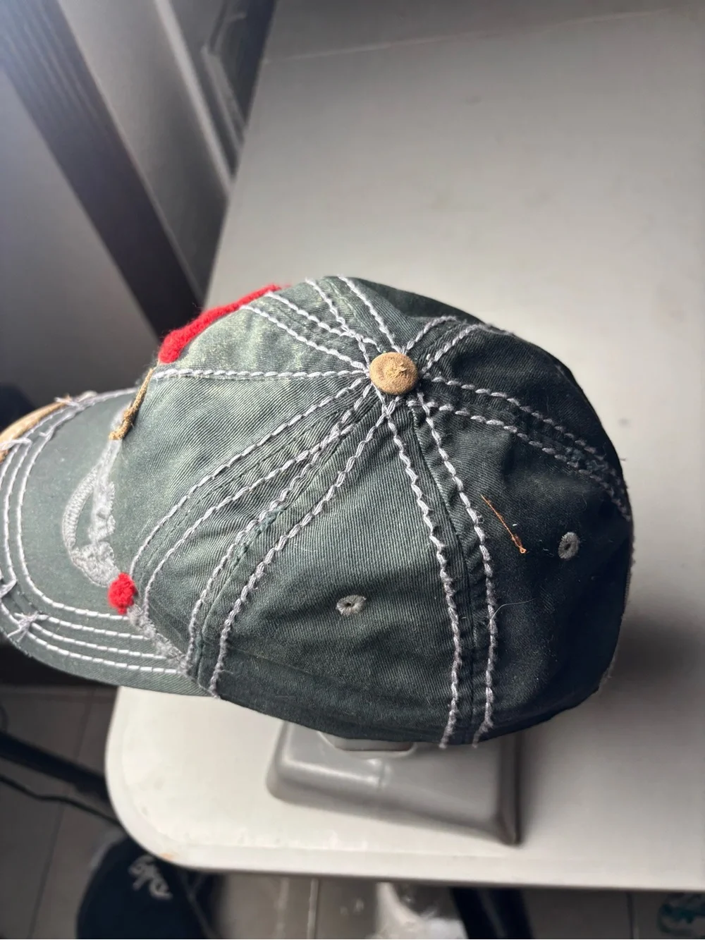 Rare Vintage True Religion Hat Cap Buddha Distressed Adjustable Embroidered Red